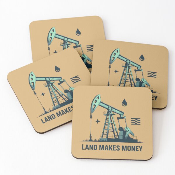 Item preview, Land Makes Money Industrial Oil Rig Pumpjack Vintage Aesthetic Art designed and sold by SplashTastic.