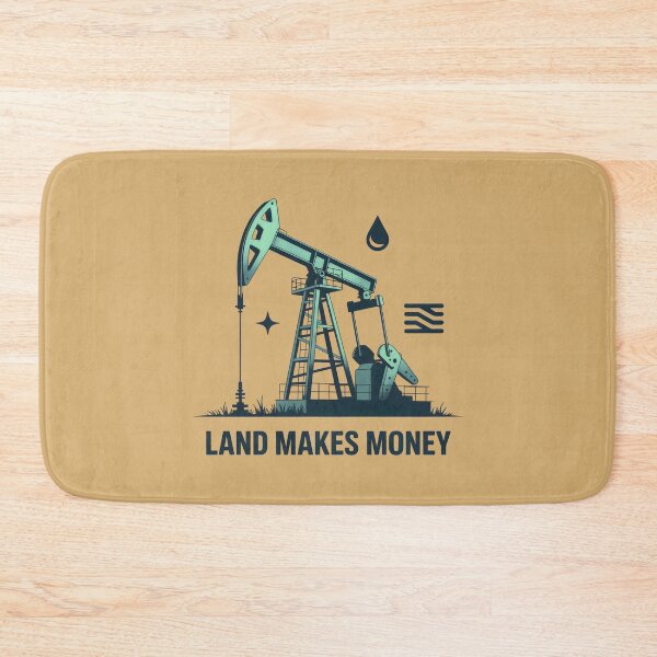 Item preview, Land Makes Money Industrial Oil Rig Pumpjack Vintage Aesthetic Art designed and sold by SplashTastic.
