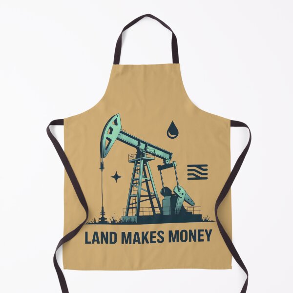 Item preview, Land Makes Money Industrial Oil Rig Pumpjack Vintage Aesthetic Art designed and sold by SplashTastic.