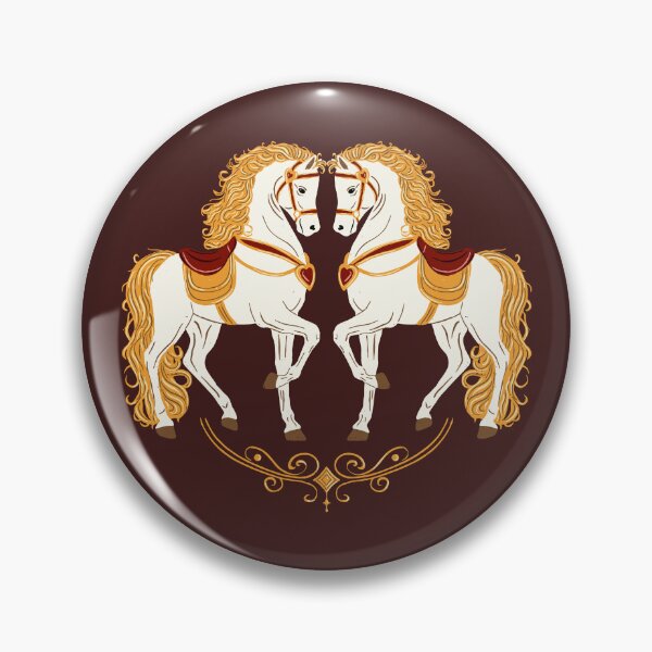 Item preview, Carousel Horses of Love with Ruby Jewel Heart – Art Nouveau & Art Deco Romance in Red and Gold designed and sold by SaliMontoDesign.