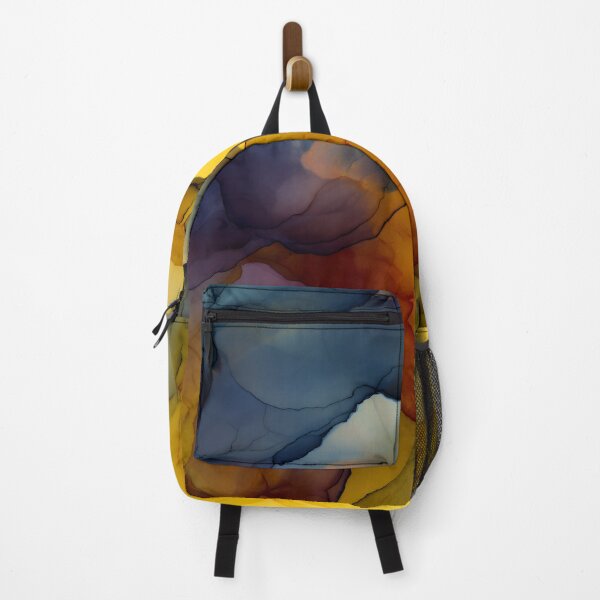 Item preview, Jewel-Tone Fluid Abstract – Amber & Indigo Marbled Flow designed and sold by EK-World.