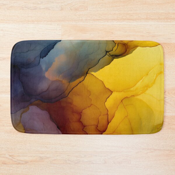 Item preview, Jewel-Tone Fluid Abstract – Amber & Indigo Marbled Flow designed and sold by EK-World.
