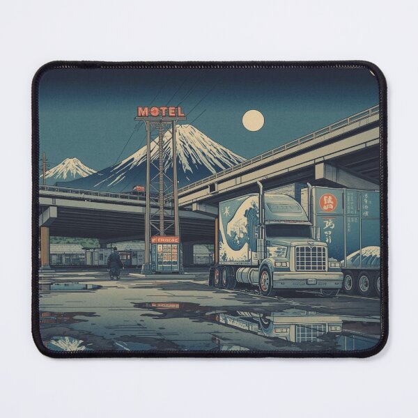 Item preview, Ukiyo-e Highway Truck Stop Art Print | Japanese Woodblock Americana Poster | Edo Period Trucker Wall Art designed and sold by Vandy Fullam.