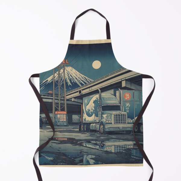 Item preview, Ukiyo-e Highway Truck Stop Art Print | Japanese Woodblock Americana Poster | Edo Period Trucker Wall Art designed and sold by Vandy Fullam.