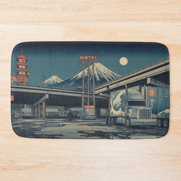 Item preview, Ukiyo-e Highway Truck Stop Art Print | Japanese Woodblock Americana Poster | Edo Period Trucker Wall Art designed and sold by Vandy Fullam.