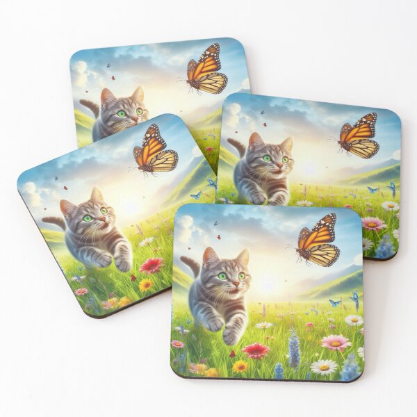 Item preview, Kitty Chases a Butterfly designed and sold by TinCatOutPost.