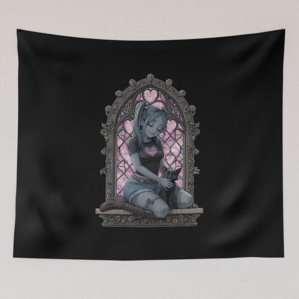 Item preview, Goth Girl Celebrating Valentine With Black Cat designed and sold by PluffyPanda.