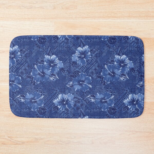 Item preview, Retro Hawaiian Blue Tropical Hibiscus Tapa Print Floral designed and sold by RetroMaggie.