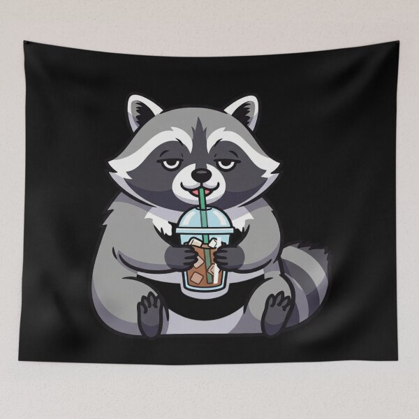 Item preview, Cute Raccoon Drinking Iced Coffee - Kawaii Trash Panda Art designed and sold by Design_Your_Day.