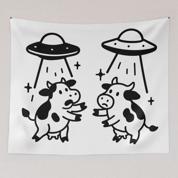 Item preview, Cows being abducted. Cows and Aliens designed and sold by Renlexd.