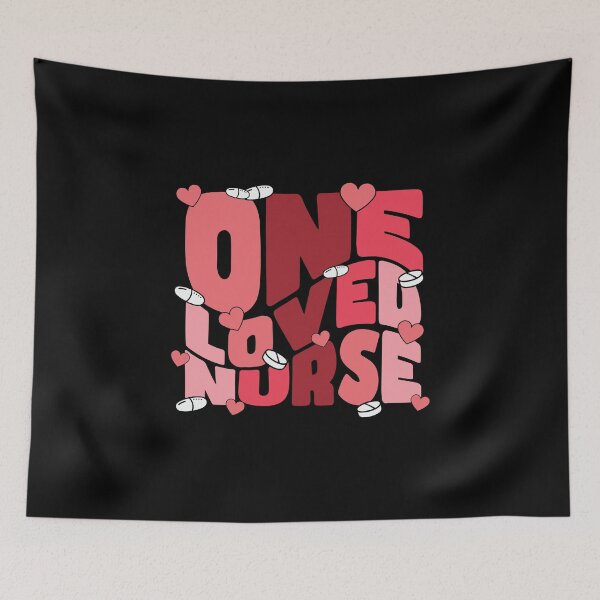 Item preview, One Loved Nurse: Retro Valentine Typography with Hearts & Pills designed and sold by Polarisofficial.