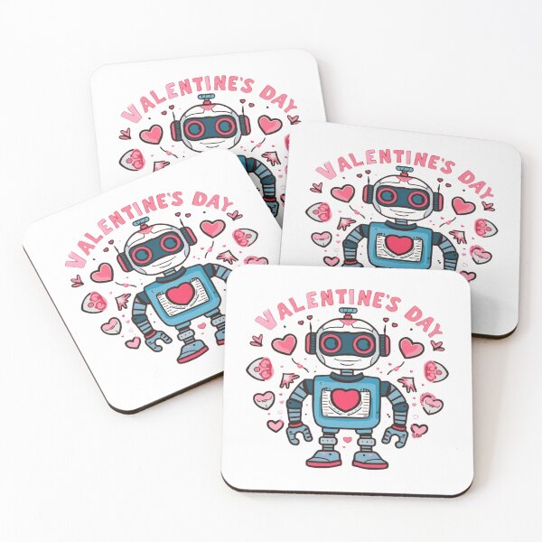 Item preview, Cute Robot Valentine's Day with Hearts. designed and sold by LunaPrintCo.