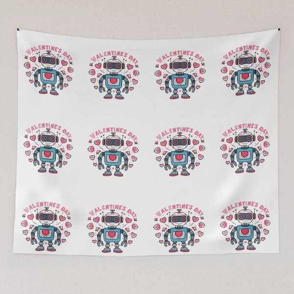 Item preview, Cute Robot Valentine's Day with Hearts. designed and sold by LunaPrintCo.