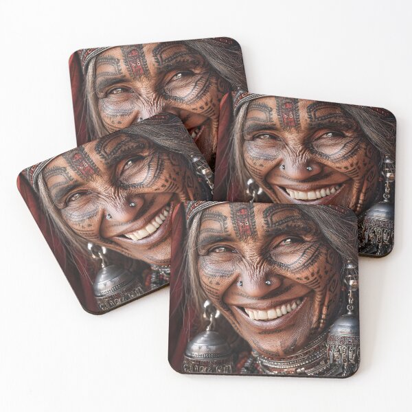 Item preview, Portrait of a Smiling Woman with Intricate Tattoos designed and sold by Artessie.