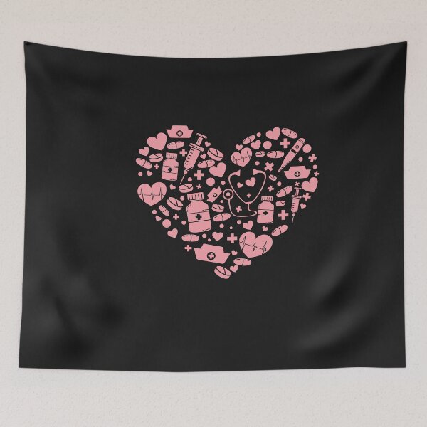 Item preview, Healthcare Heart Silhouette: Pink Medical Icons Collage designed and sold by Polarisofficial.