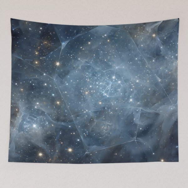 Item preview, Crystalline Nebula Glow – Golden Stars in Blue Cosmos designed and sold by EK-World.