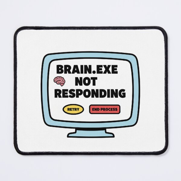 Item preview, Brain.exe Not Responding Sticker – Funny Programmer Burnout Tech Illustration designed and sold by Walid00Art.