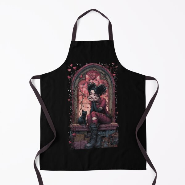 Item preview, Cute Goth Girl Celebrating Valentine With Black Cat designed and sold by PluffyPanda.