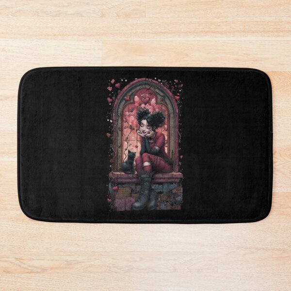 Item preview, Cute Goth Girl Celebrating Valentine With Black Cat designed and sold by PluffyPanda.
