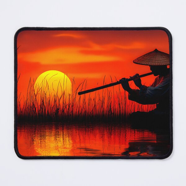 Item preview, Serene Flutist at Sunset Over Tranquil Waters designed and sold by Artessie.