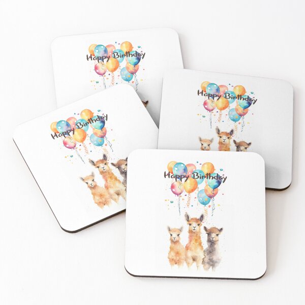 Item preview, Cute Watercolor Llama Birthday Balloons – Happy Birthday designed and sold by PandaKunst.