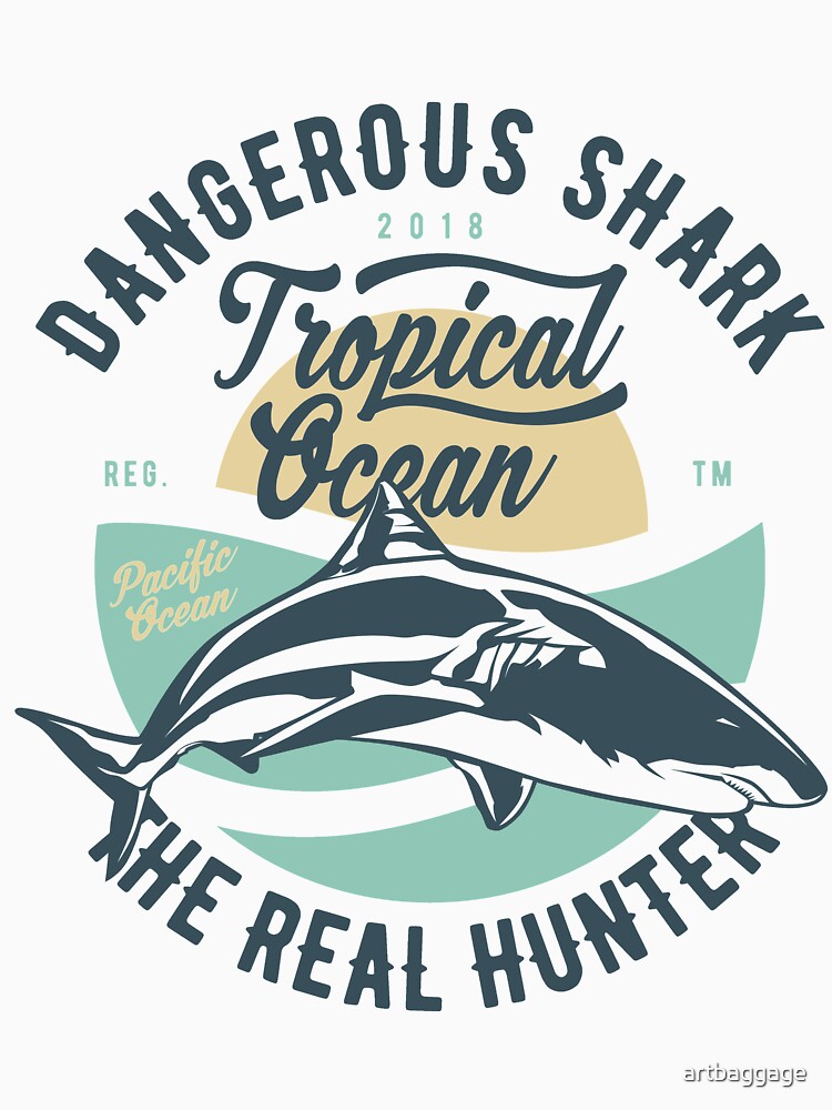Dangerous Shark Real Hunter T-shirt by artbaggage