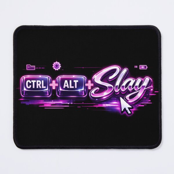Item preview, CTRL + ALT + Slay – Neon Gamer Girl Power Y2K Quote designed and sold by R3X .
