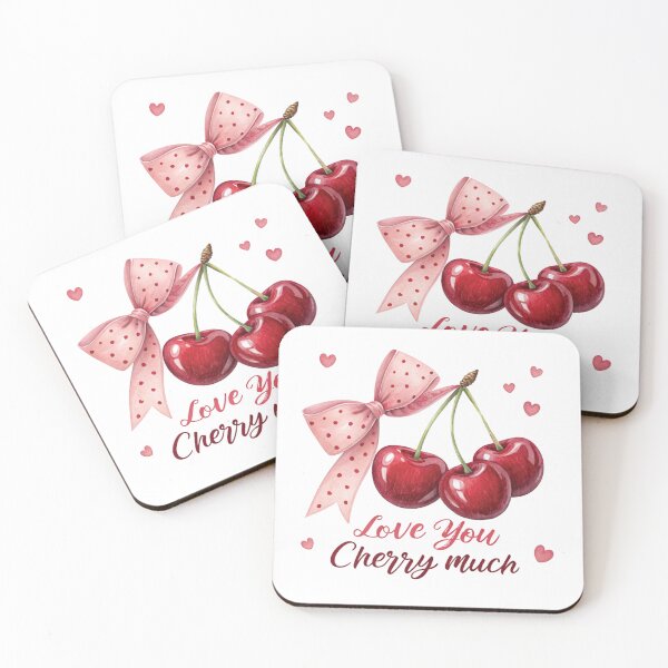 Item preview, Watercolor Trio: Red Cherries & Pink Polka Dot Bow designed and sold by Polarisofficial.