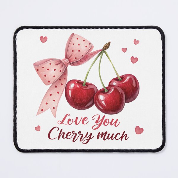Item preview, Watercolor Trio: Red Cherries & Pink Polka Dot Bow designed and sold by Polarisofficial.