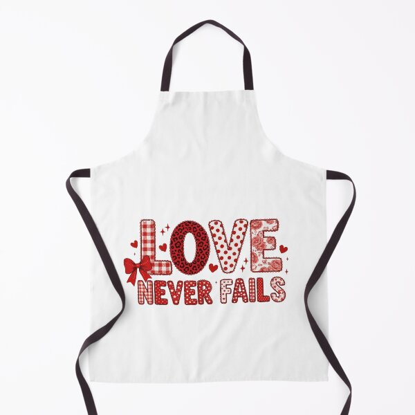 Item preview, Love Never Fails Typography – Cute Valentine Patchwork Lettering with Hearts | Romantic Christian Love Quote Art designed and sold by BrainBubbleArt.