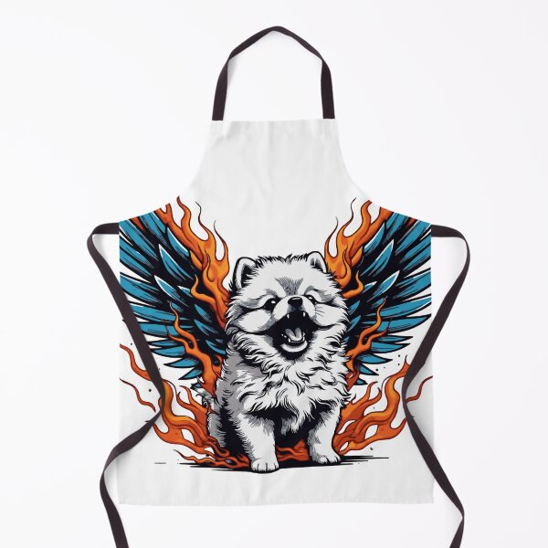Item preview, Fierce Pomeranian Phoenix with Blue Wings and Flames designed and sold by BabeBuddiesArt.