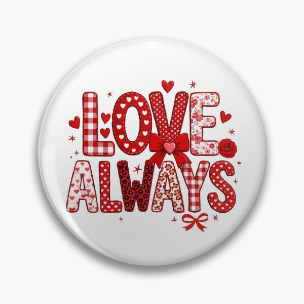 Item preview, Love Always Typography – Cute Valentine’s Day Heart Pattern Design in Red & Pink designed and sold by BrainBubbleArt.