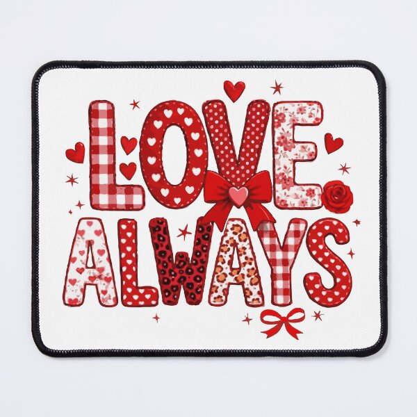 Item preview, Love Always Typography – Cute Valentine’s Day Heart Pattern Design in Red & Pink designed and sold by BrainBubbleArt.