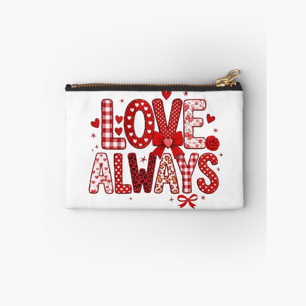 Item preview, Love Always Typography – Cute Valentine’s Day Heart Pattern Design in Red & Pink designed and sold by BrainBubbleArt.