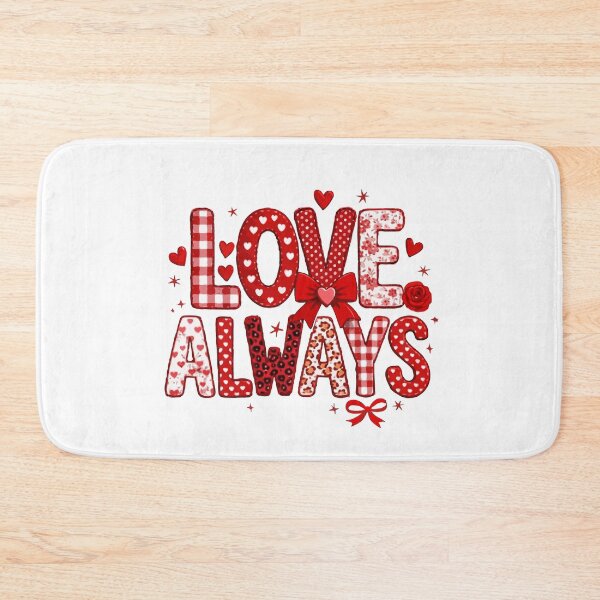 Item preview, Love Always Typography – Cute Valentine’s Day Heart Pattern Design in Red & Pink designed and sold by BrainBubbleArt.