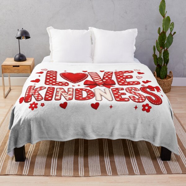 Item preview, Love Kindness Quote – Cute Patchwork Heart Typography with Red Valentine Aesthetic designed and sold by BrainBubbleArt.