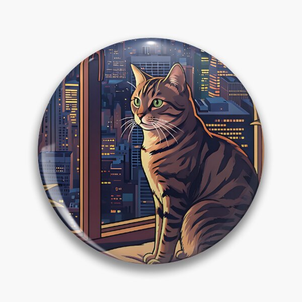 Artikelvorschau, Katze schaut auf eine Skyline. entworfen und verkauft von ReneMM.