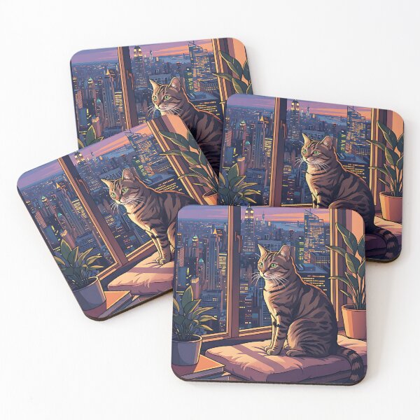 Item preview, A cat is looking at a skyline. designed and sold by ReneMM.