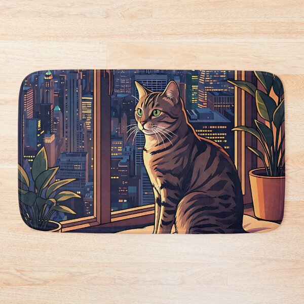 Artikelvorschau, Katze schaut auf eine Skyline. entworfen und verkauft von ReneMM.