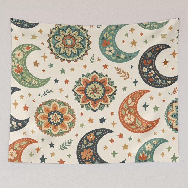 Item preview, Crescent Moon Floral Night Pattern designed and sold by SassyArtistry.