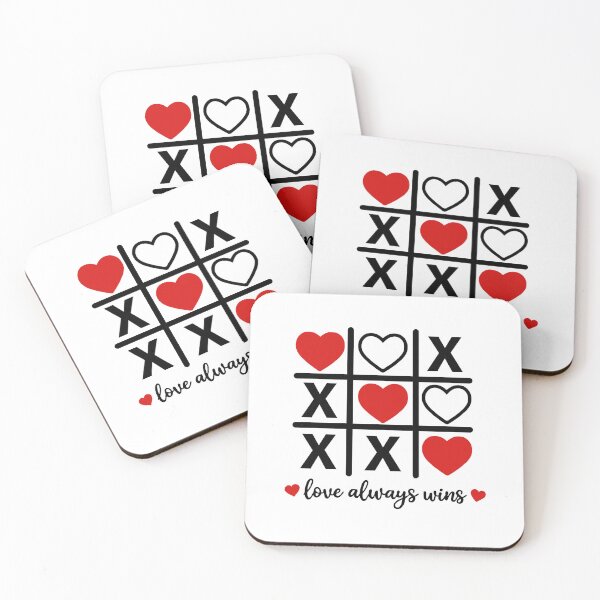Item preview, Love Always Wins – Romantic Tic Tac Toe Hearts & Xs Valentine’s Day Design designed and sold by BrainBubbleArt.