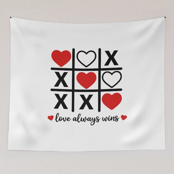 Item preview, Love Always Wins – Romantic Tic Tac Toe Hearts & Xs Valentine’s Day Design designed and sold by BrainBubbleArt.