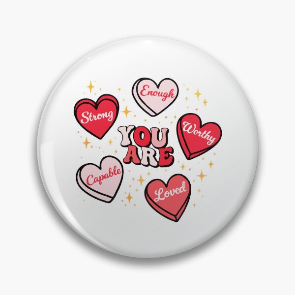 Item preview, You Are Loved Strong Worthy Capable Enough Self Love Affirmations | Strong Worthy Loved Positive Mental Health Heart Design designed and sold by BrainBubbleArt.