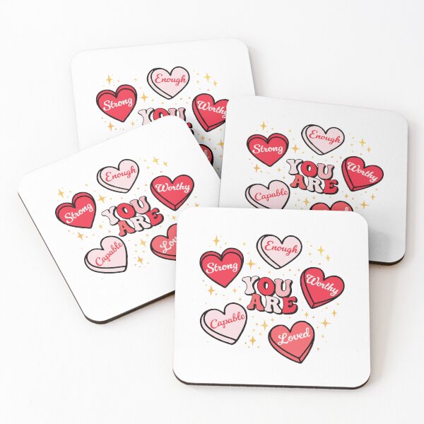 Item preview, You Are Loved Strong Worthy Capable Enough Self Love Affirmations | Strong Worthy Loved Positive Mental Health Heart Design designed and sold by BrainBubbleArt.