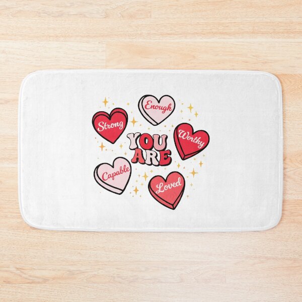 Item preview, You Are Loved Strong Worthy Capable Enough Self Love Affirmations | Strong Worthy Loved Positive Mental Health Heart Design designed and sold by BrainBubbleArt.