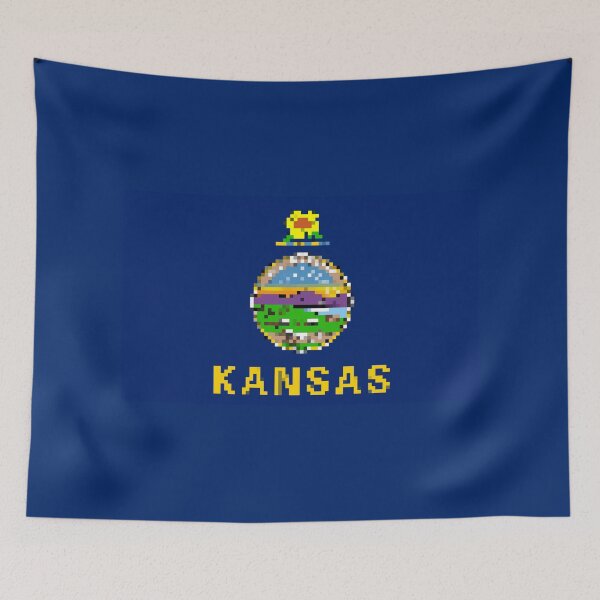 Item preview, Pixelated Kansas Flag designed and sold by Potato Quality Prints.