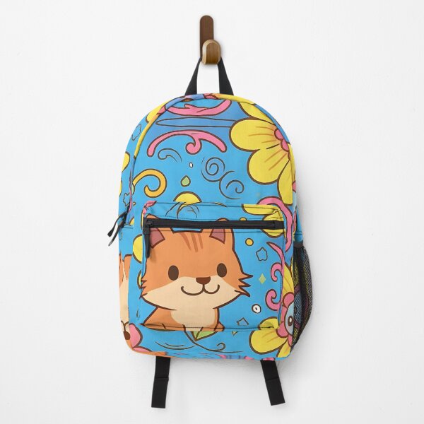 Item preview, Kawaii Cat Flower Power Colourful Flower Pattern designed and sold by druidwolfart.