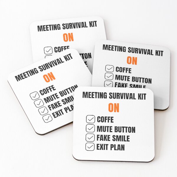Item preview, Meeting Survival Kit On - Coffee Mute Button Fake Smile Exit Plan designed and sold by Teenomix.