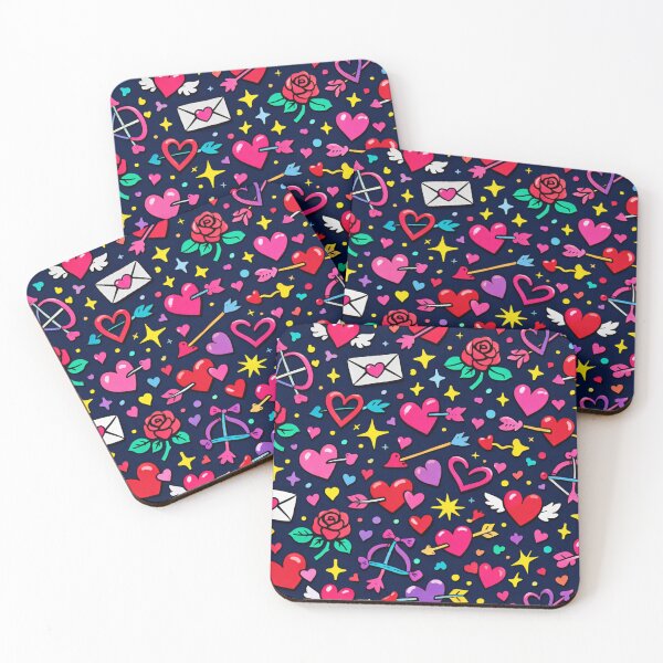 Item preview, Neon Valentine Doodles Hearts Roses designed and sold by SassyArtistry.