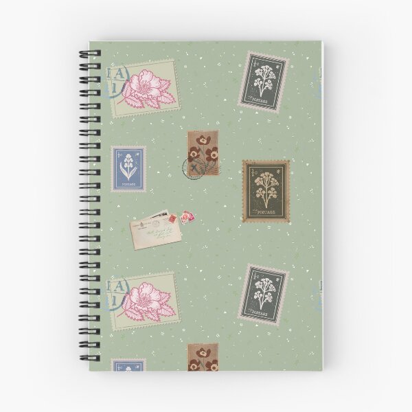 Item preview, Vintage Postage Stamp Pattern Green Background Retro Travel Seamless Print designed and sold by LTOdesigns.